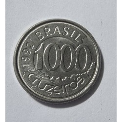 Moeda Brasil 1000 cruzeiros 1992 acara