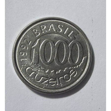 Moeda Brasil 1000 cruzeiros 1992 acara