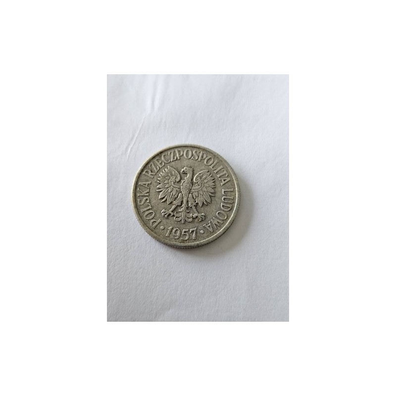 Venda de moeda de 50 Groszy da Polônia, ano de 1957. Apresenta a águia polonesa e o valor nominal. Item histórico e raro para co