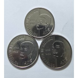 Moedas Brasil trio Série Axé 100 cruzados 1988 Centenario Abolição