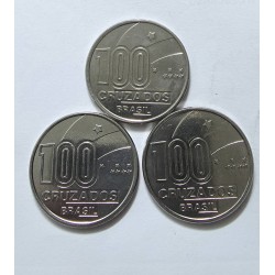 Moedas Brasil trio Série Axé 100 cruzados 1988 Centenario Abolição