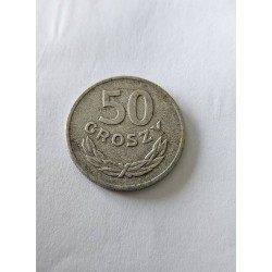 Venda de moeda de 50 Groszy da Polônia, ano de 1957. Apresenta a águia polonesa e o valor nominal. Item histórico e raro para co