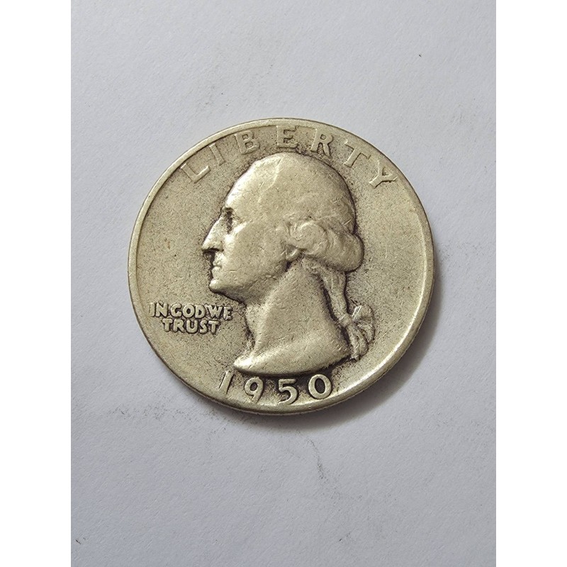 Moeda dos Estados Unidos quarter dollar 1950 prata