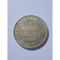 Moeda Brasil 2000 reis 1906 Soberba-FC  prata Republica