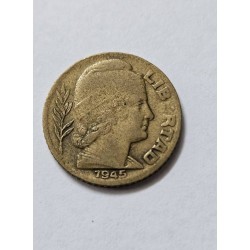 Moeda Argentina 5 Centavos 1945 - Época Pós-Guerra do mundo