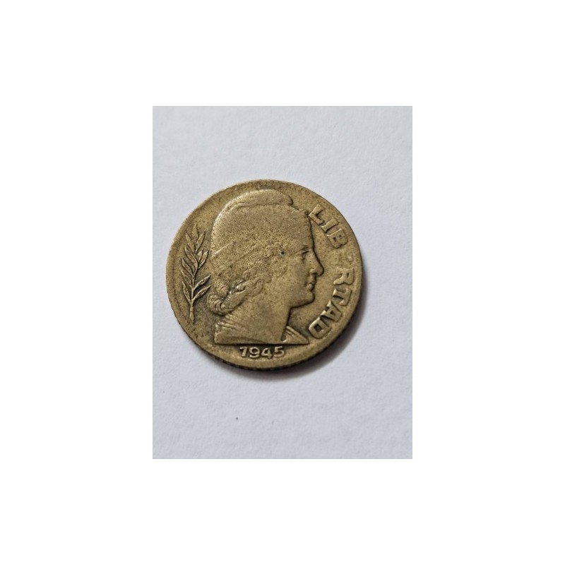 Moeda Argentina 5 Centavos 1945 - Época Pós-Guerra do mundo