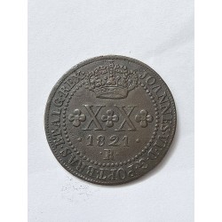 Moeda Brasil Colonia XX reis 1821 R MBC-S