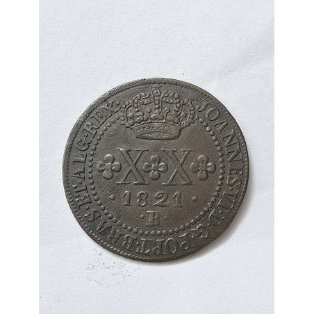 Moeda Brasil Colonia XX reis 1821 R MBC-S