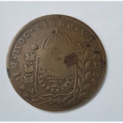 Moeda Brasil 40 reis carimbo 20 1827 R Mbc