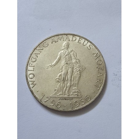 Moeda da Austria 25 shillings prata 800 13g Amadeus Mozart 1956