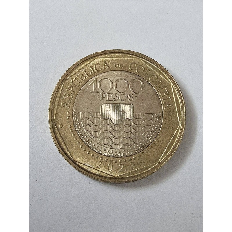 Moeda da Colômbia 1000 pesos 2023 Bimetalica