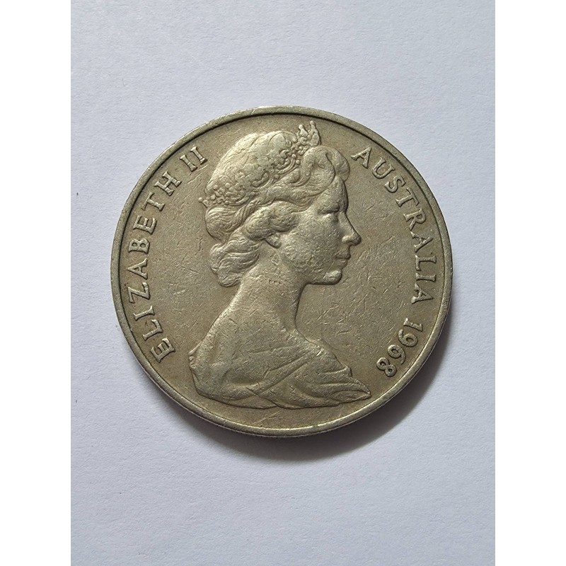 Moeda da Austrália 20 cents 1968 Rainha Elizabeth II