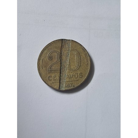 Moeda Brasil 20 centavos defeito de cunho