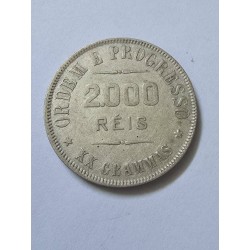 Moeda Brasil 2000 reis 1906 XX gramas Soberba