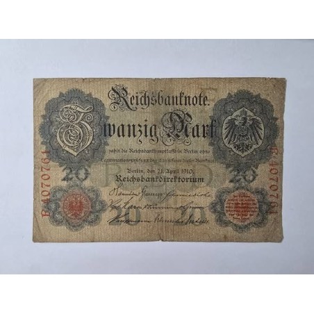 Cédula da Alemanha 20 marcos 1910 BC-MBC
