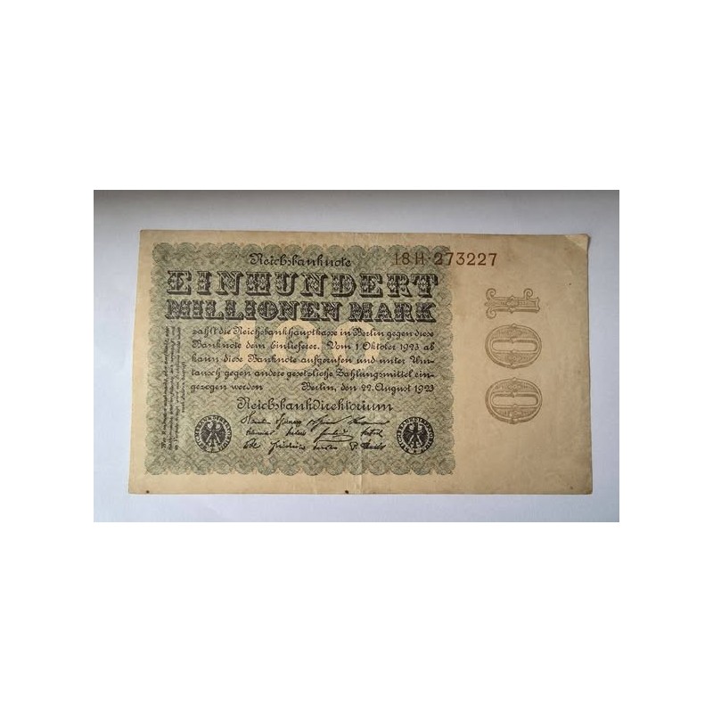 Cédula da Alemanha 100 milhões de marcos 1923 Soberba