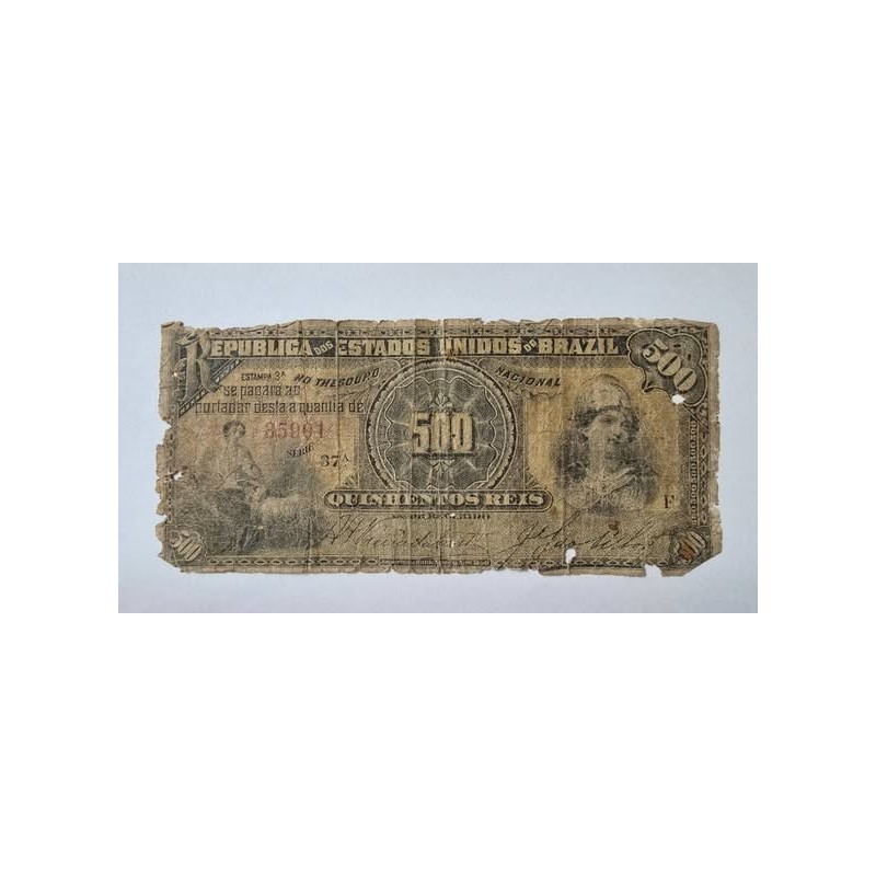 Cédula Brasil 500 reis R072