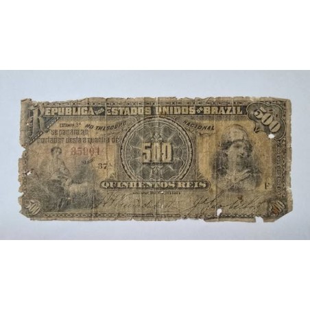 Cédula Brasil 500 reis R072