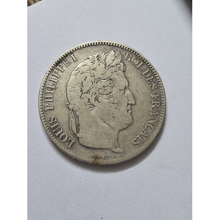 Moeda da França 5 francos 1834 Luis Felipe I prata 25g