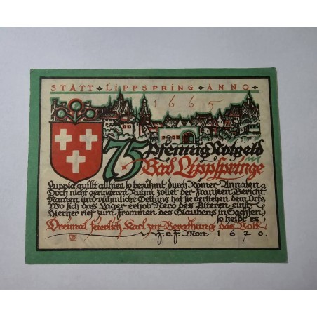 Notgeld Alemanha 50 pfenning Municipio Lippispringe FE