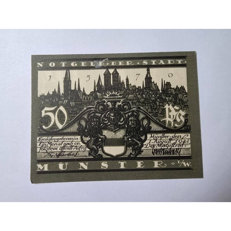 Cédula Notgeld Alemanha Município Munster 50 pfenning FE