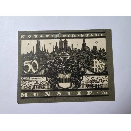 Cédula Notgeld Alemanha Município Munster 50 pfenning FE