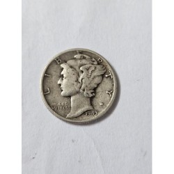 Moeda dos Estados Unidos 1 dime 1943 prata