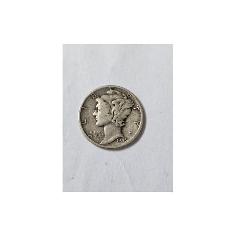 Moeda dos Estados Unidos 1 dime 1943 prata