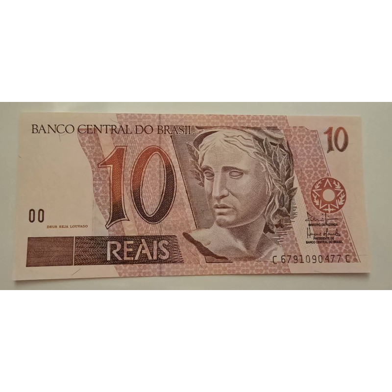 Cedula Brasil 10 reais C295 FE primeira família