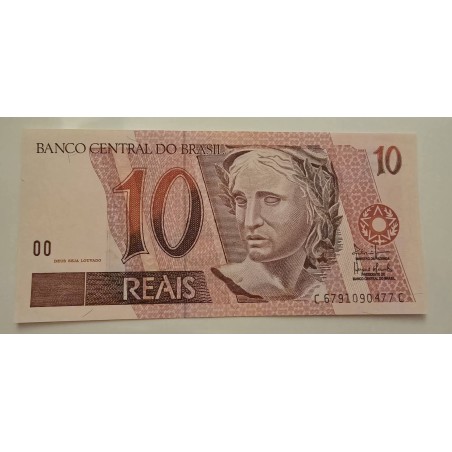 Cedula Brasil 10 reais C295 FE primeira família