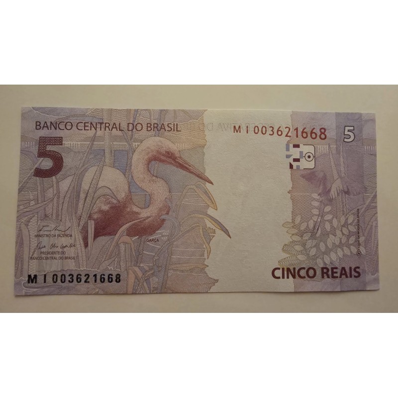 Cédula Brasil 5 reais MI FE