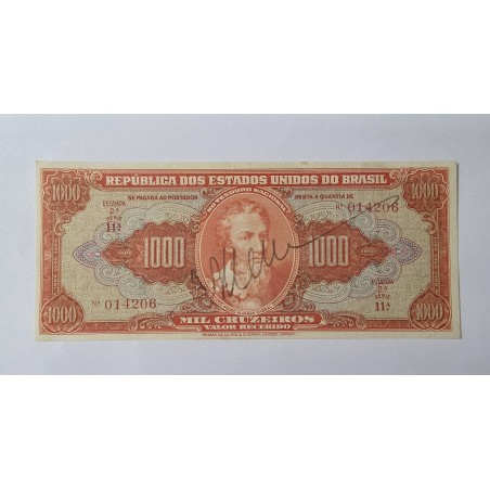 Cédula Brasil 1000 cruzeiros C104 soberba autografada Rara