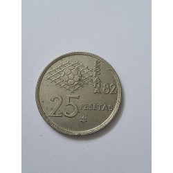 Moeda da Espanha 25 pesetas copa do mundo 1982 [1980]