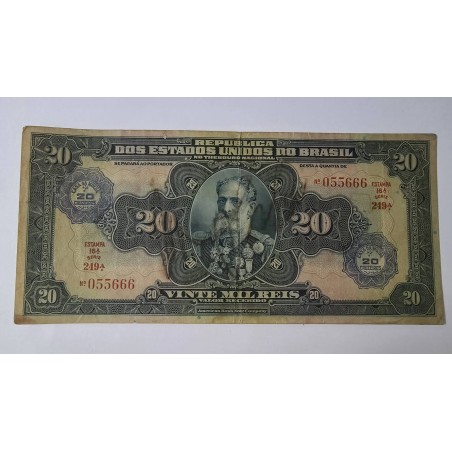 Cédula Brasil 20 cruzeiros C004 carimbo Rosácea Mbc