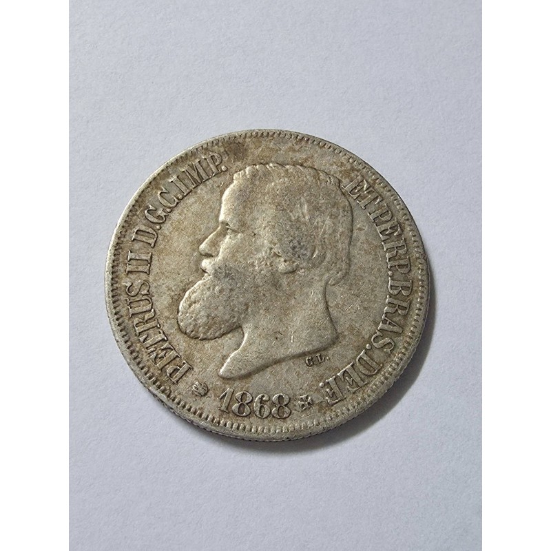 Moeda brasil império 500 reis 1868 Mbc prata Dom Pedro II