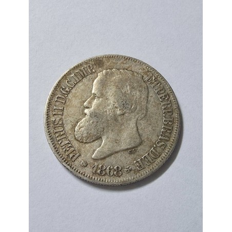 Moeda brasil império 500 reis 1868 Mbc prata Dom Pedro II