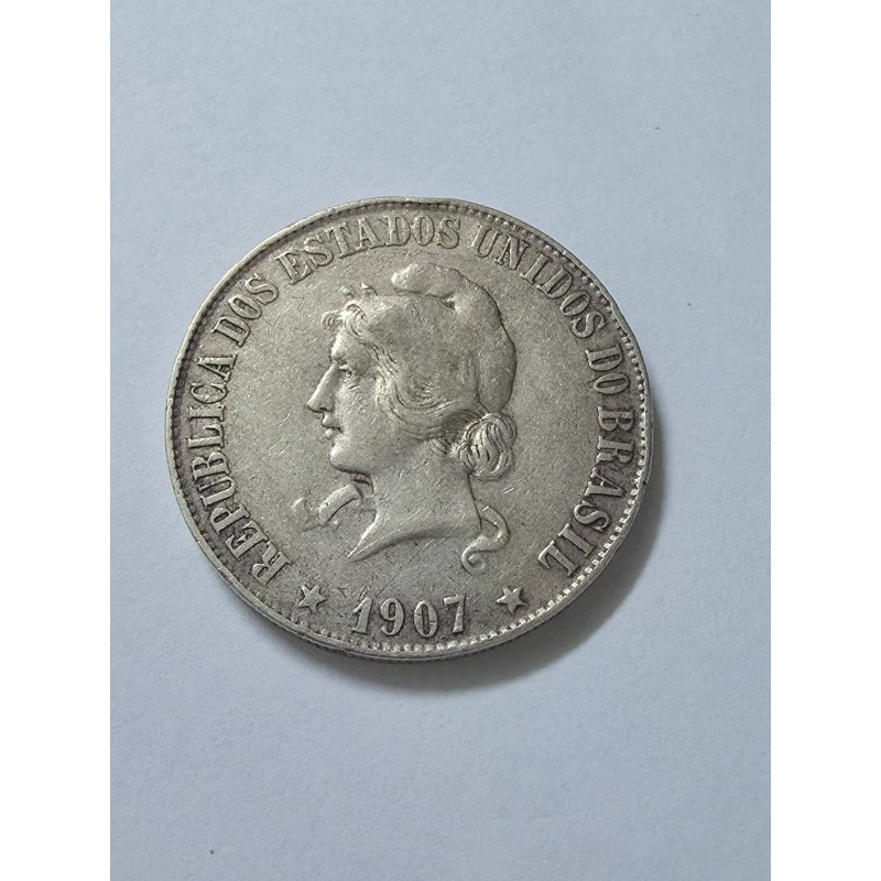 Moeda Brasil republica 2000 reis 1907 XX gramas prata MBC