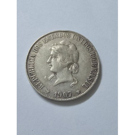Moeda Brasil republica 2000 reis 1907 XX gramas prata MBC