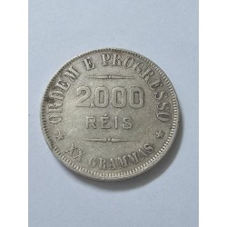 Moeda Brasil republica 2000 reis 1907 XX gramas prata MBC