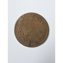 Moeda da Italia 5 centesimi 1862