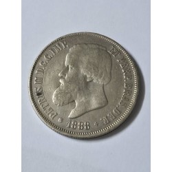 Moeda Brasil 2000 reis 1888 prata imperio Dom Pedro II MBC