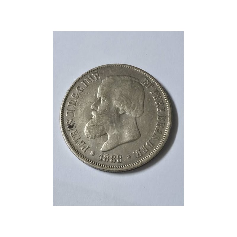 Moeda Brasil 2000 reis 1888 prata imperio Dom Pedro II MBC