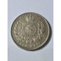 Moeda Brasil 2000 reis 1888 prata imperio Dom Pedro II MBC