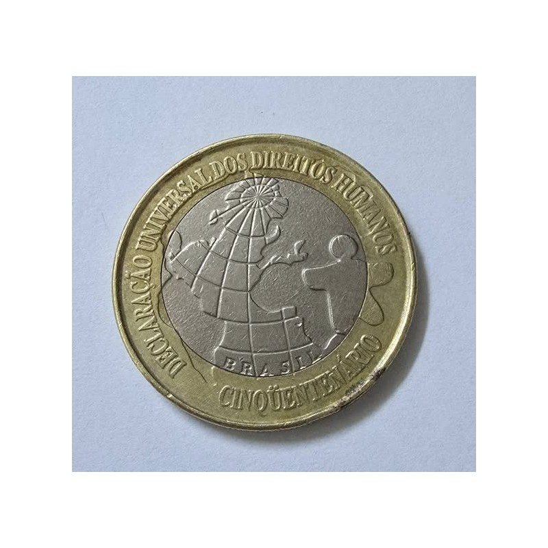 Moeda Brasil 1 real Direitos Humanos 1998 MBC