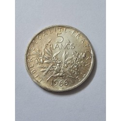 Moeda da Franca 5 francos 1966 prata