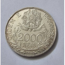 Moeda do Brasil 2000 reis 1912 estrelas ligadas prata MBC