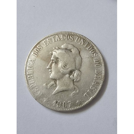 Moeda Brasil republica 2000 reis 1907 XX gramas Mbc
