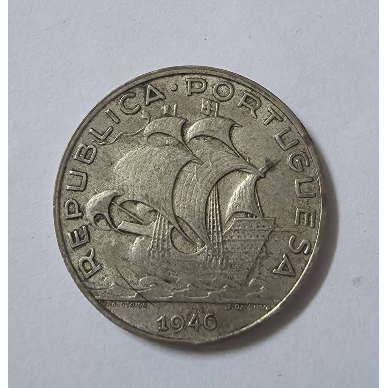 Moeda de Portugal 5 escudos 1946 prata