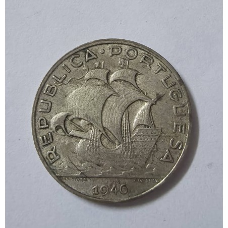 Moeda de Portugal 5 escudos 1946 prata