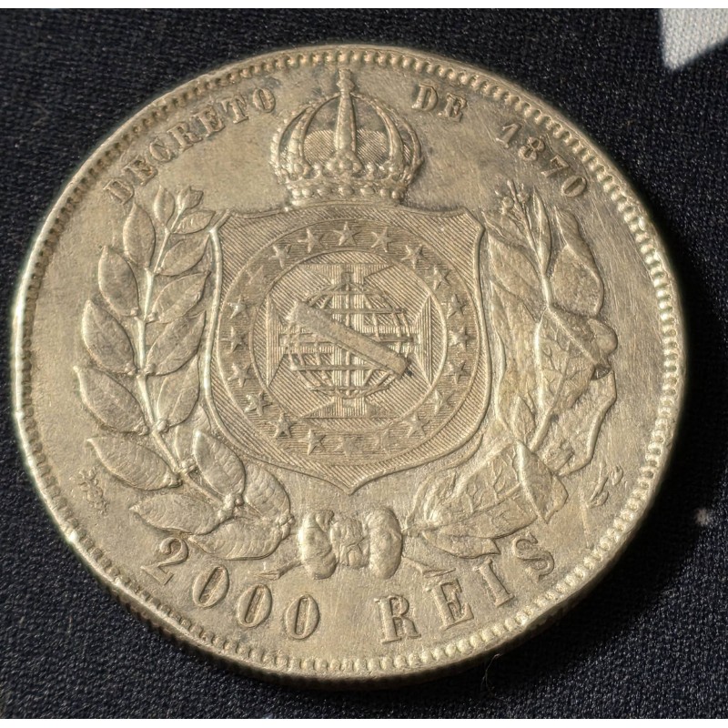 Moeda Brasil 2000 reis 1889 império MBC-S
